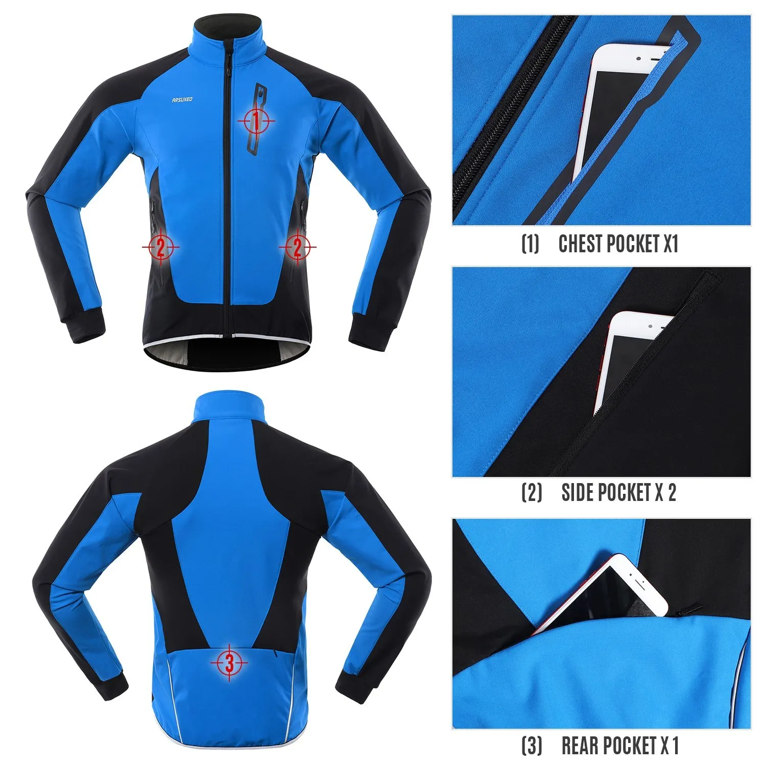 

Men Cycling Jacket Waterproof Windproof Thermal Fleece Bike Jersey MTB Bicycle Riding Running Autumn Winter Jacket Coat