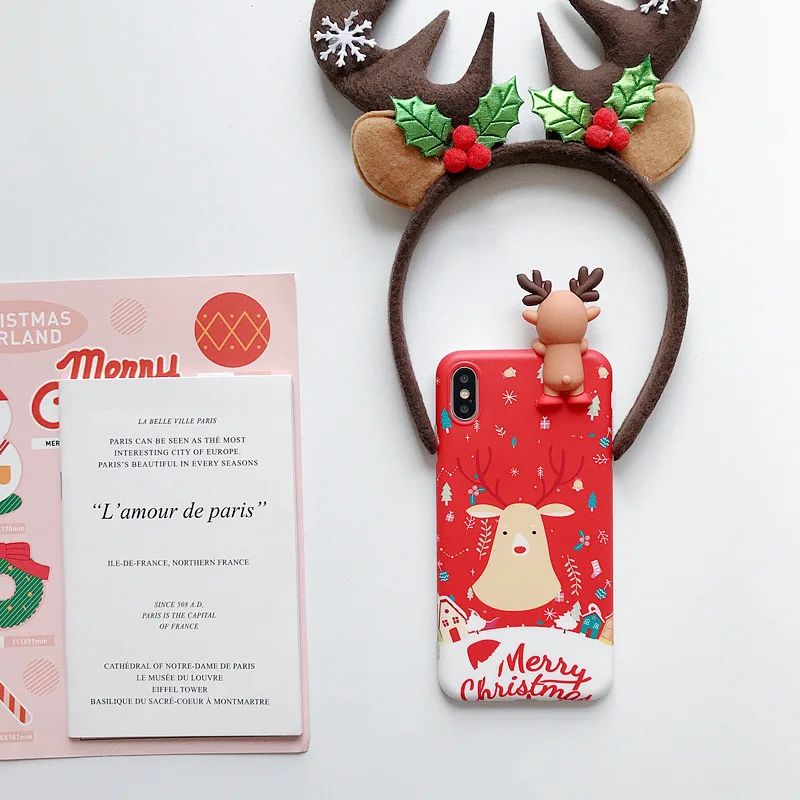 Рождественский чехол с мультяшным оленем для iPhone XR 11 Pro XS Max X 5 силиконовый матовый