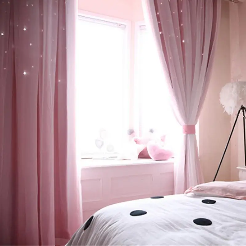 Двухслойная светлая теплоизоляционная занавеска со звездами подходит для