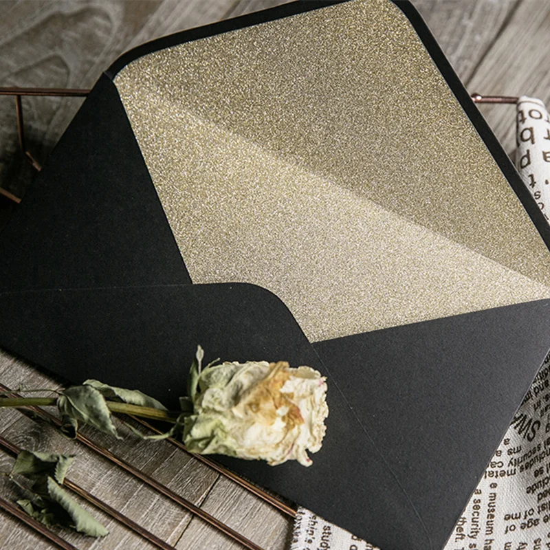 30 шт./лот Свадебная пригласительная открытка черный однотонный серебристый