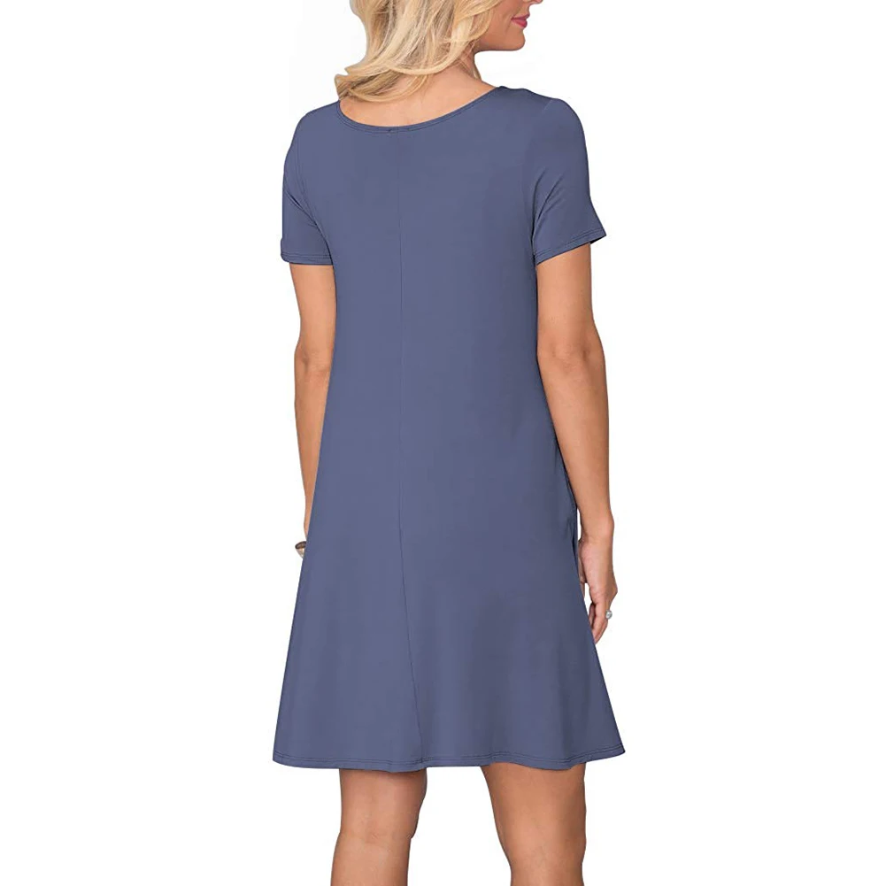 Лидер продаж! Повседневное женское однотонное платье-футболка с коротким