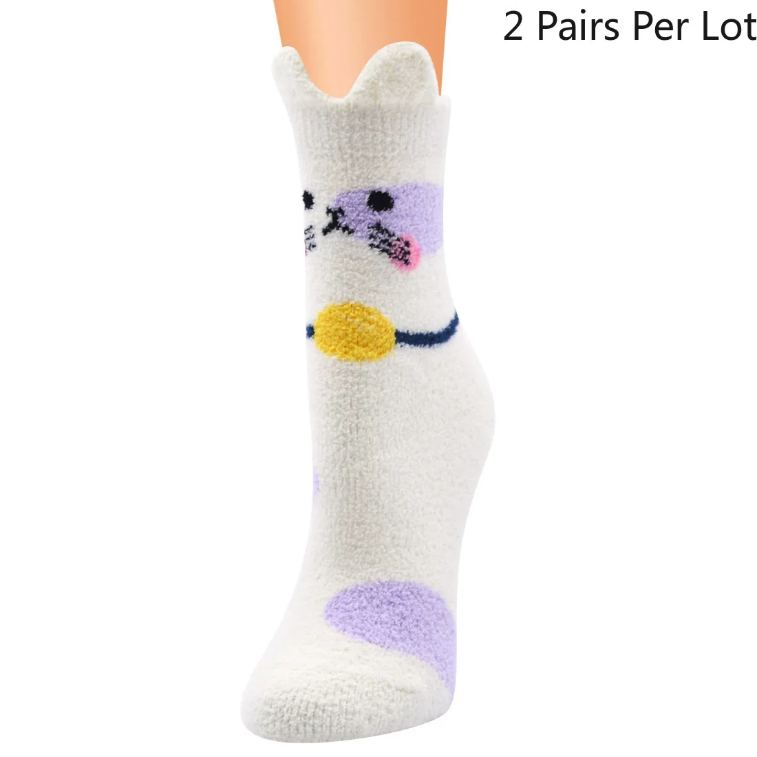 

New Cats Women Stockings Winter Thick Warm Socks Soft Coral Velvet Mohair Hose Middle Tube Korean Cute Young Girls Socks Nice