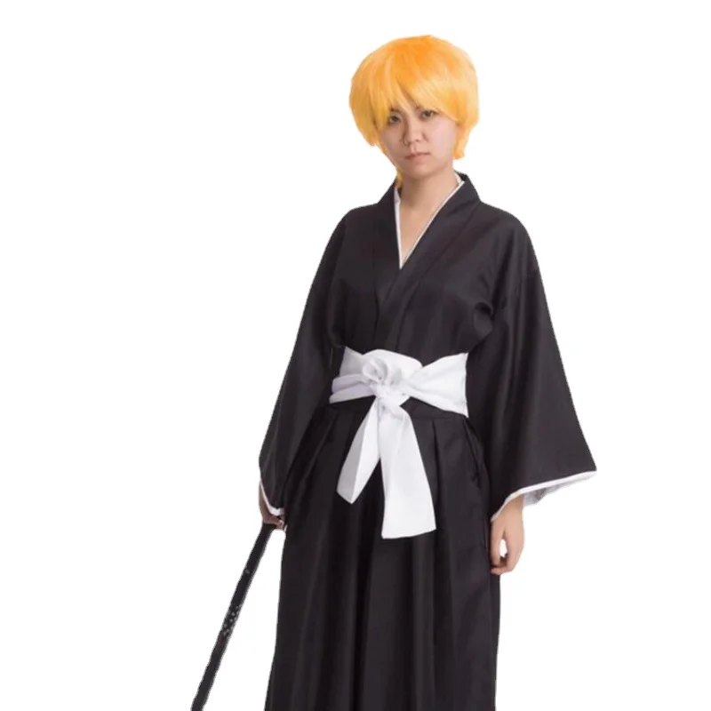 

Japanese Anime Cosplay Halloween Costume Bleach Kurosaki Ichigo Robe Cloak Coat