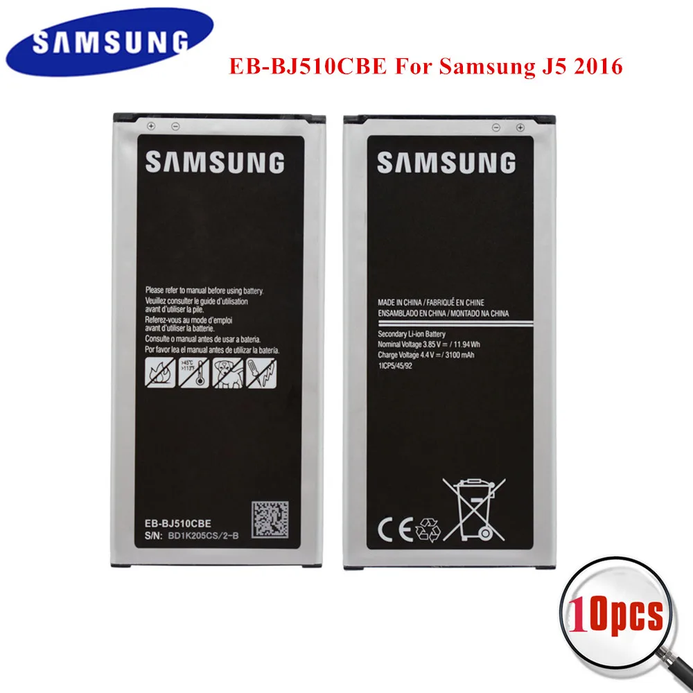 

10pcs Original Batteries EB-BJ510CBE for Samsung Galaxy J5 2016 SM-J510 J510F J510FN J510G J510Y J510M J5108 Factory Supply