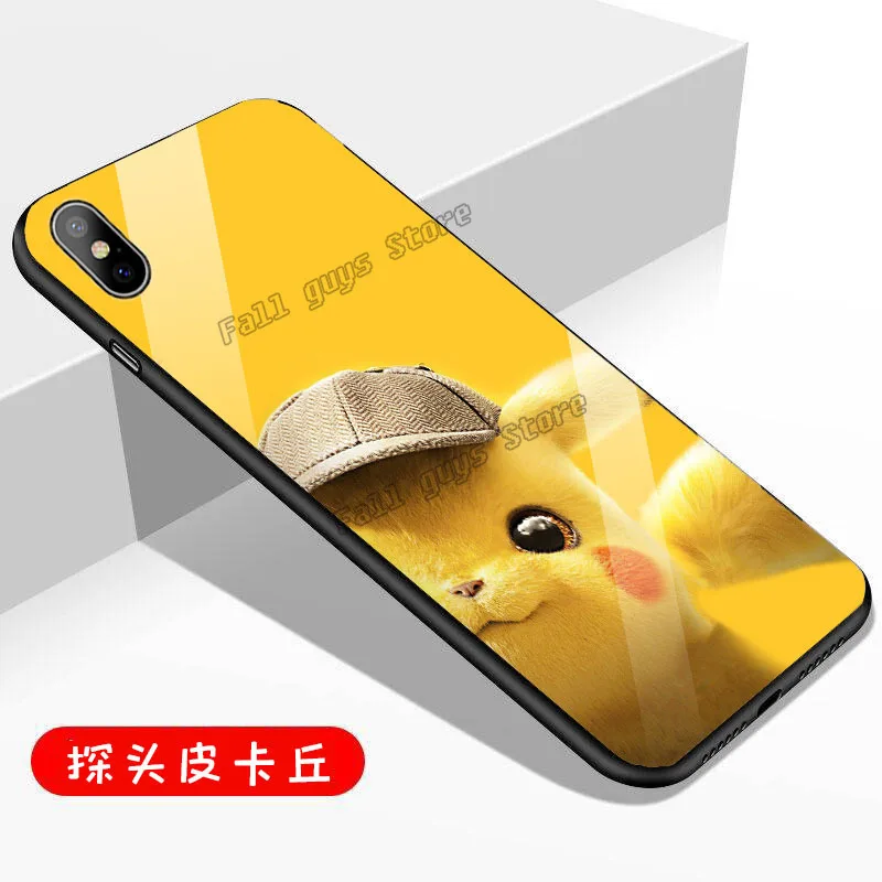 Pokemon Glass Phone Case for Oppo R15X R17pro RENO R11 R9 IPhone X Xs Xr 11 6 6s Plus Pikachu Fat Ding TPU+PC Phones Cases |