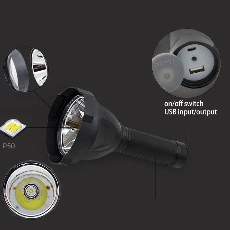 Прожектор большой дальности светодиодный фонарик перезаряжаемый мощный Xhp50.2 Usb супер яркий Lanterna Flash Search Light