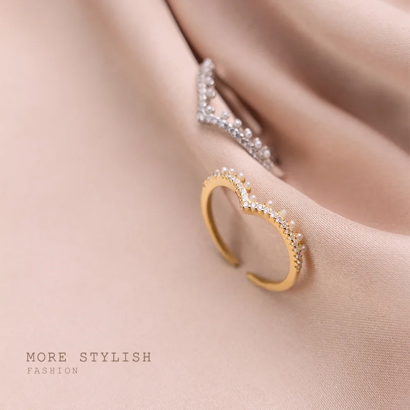 Trustdavis роскошное подлинное серебро 925 пробы модное милое с v-образным жемчугом CZ