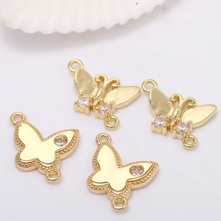 

Латунная подвеска с бабочкой из циркония, с 2 отверстиями, 3 шт., 10 х10 мм, 14 к золотого цвета, фурнитура для изготовления ювелирных изделий