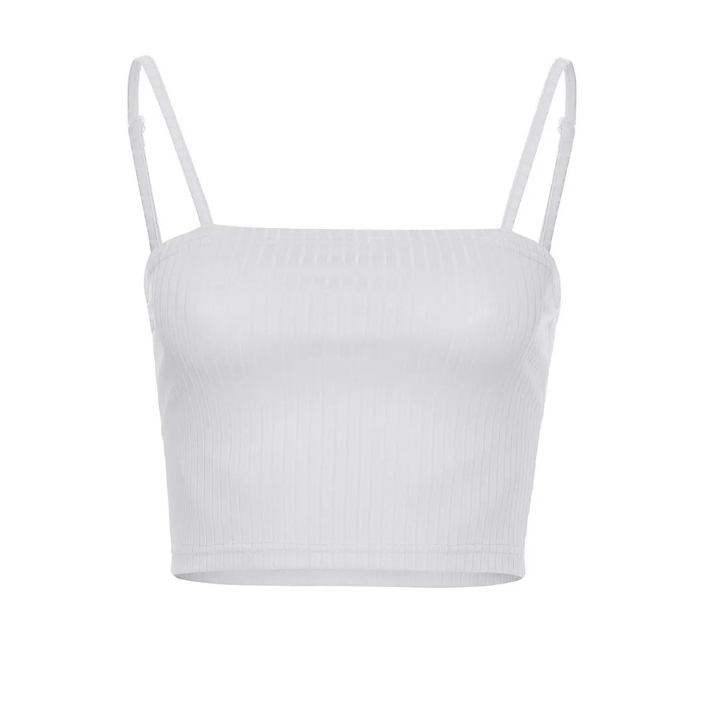 Женский укороченный топ на тонких бретельках летний классический короткий