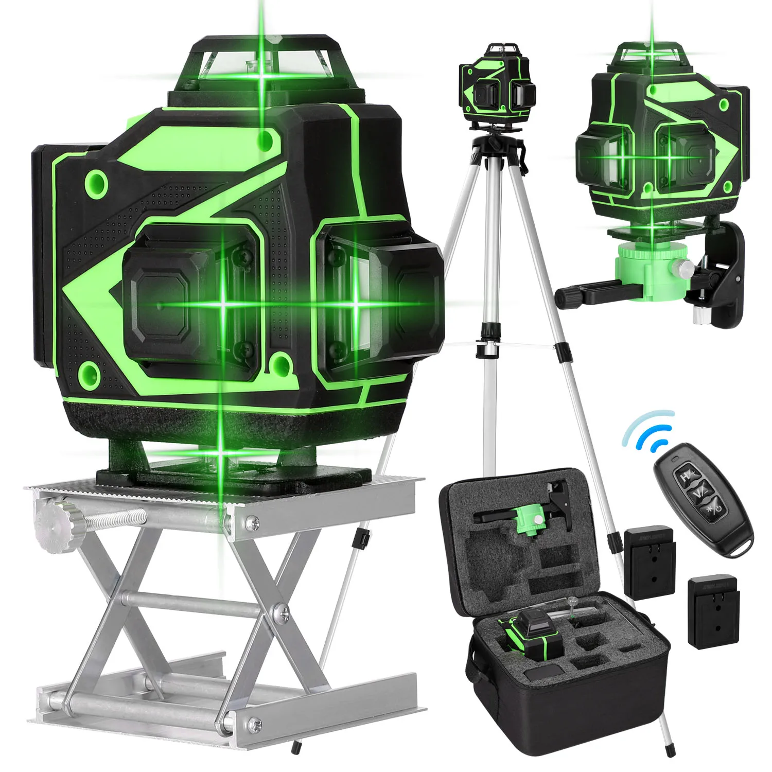 

Laser Level 4D 16 Lines Green Powerful Vertical Cross Horizontal Lines 360 Self-leveling Function with Tripod Stand