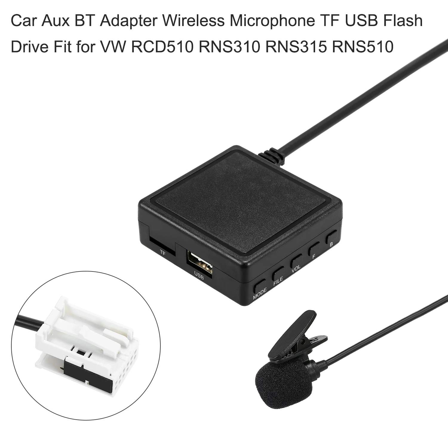 Автомобильный Aux адаптер BT беспроводной микрофон TF USB флеш накопитель