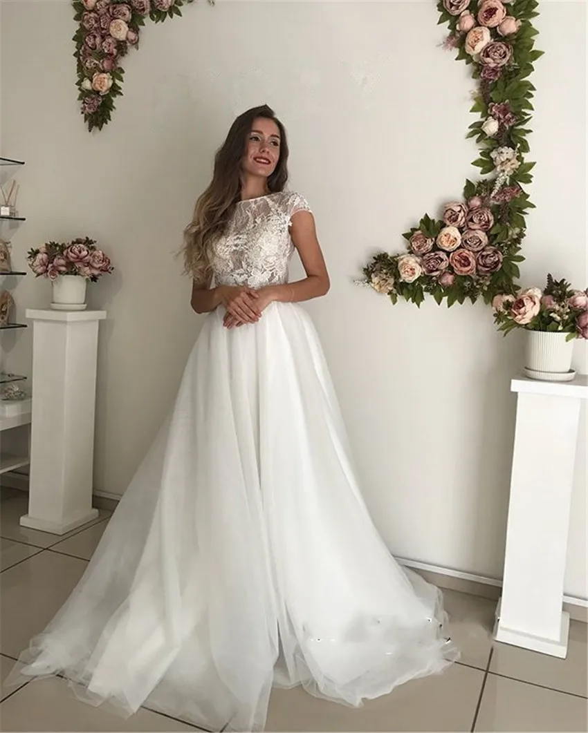 Летнее пляжное свадебное платье 2019 hochzeitskleid с кружевной аппликацией без рукавов