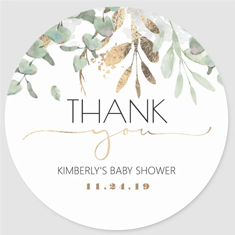 

Персонализированные золотые зеленые классические круглые наклейки для детской вечеринки