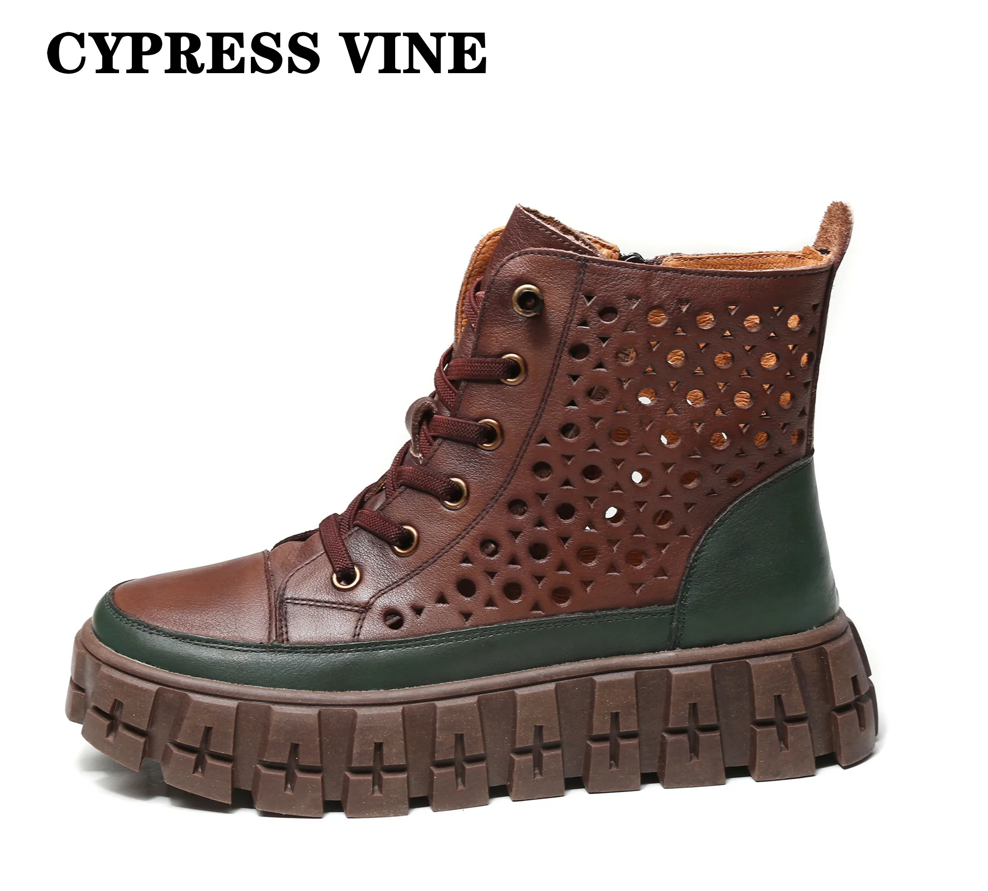 

Cypress Vine Women Boots Chelsea Anckle Genuine Cow Leather For Summer Platform Round Toe Rubber Outsole By Handmade Size 35-41