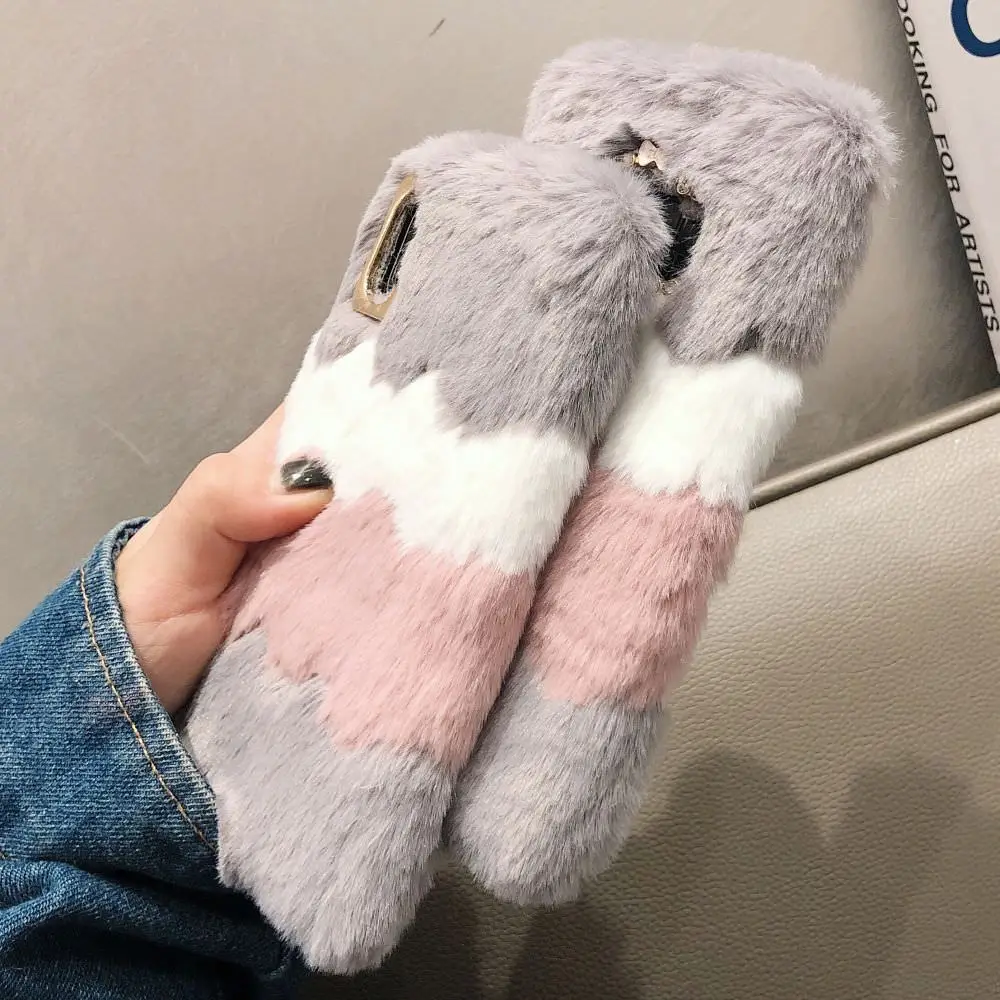LLZ.COQUE плюшевый Пушистый Зимний чехол из кроличьей шерсти для Samsung Galaxy A6 A7 A8 J4 Plus A51