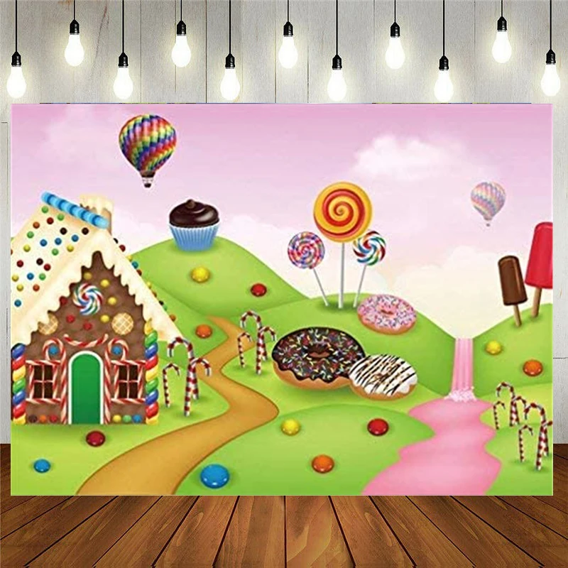 Фон для фотосъемки с изображением пончиков леденцов конфет домов | Электроника