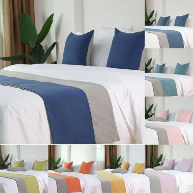 

Simple Modern Bed Flag Bed Runner Luxury Homestay Cotton Linen Bed Tail Towel Wedding Room Hotel Bed Tail Pillowcase