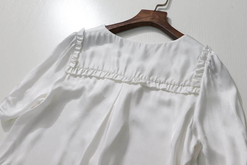 

2021 Summer Short Sleeve Blouse Women's V-neck Single Breasted White Shirt