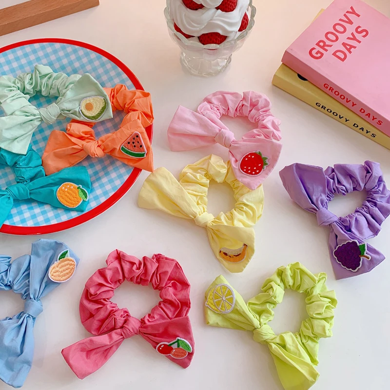 

Women Fruit Print Hair Ties Scrunchies Girls Ponytail Hair Holder Rope Bands Fashion Cute Hair Accessories Rubber Bands Headwear