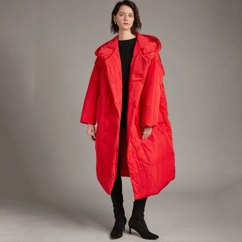 Пуховик женский зимний ультра светильник длинный над размером пуховик с