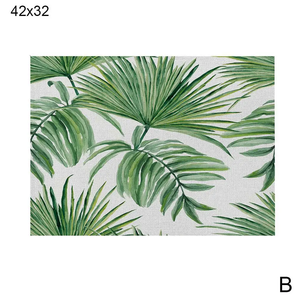

Green Leaf Print Placemats For Dining Table Mats Leaves Cup Tableware Photo Restaurant Decor Coaster Home Napkin K5G8