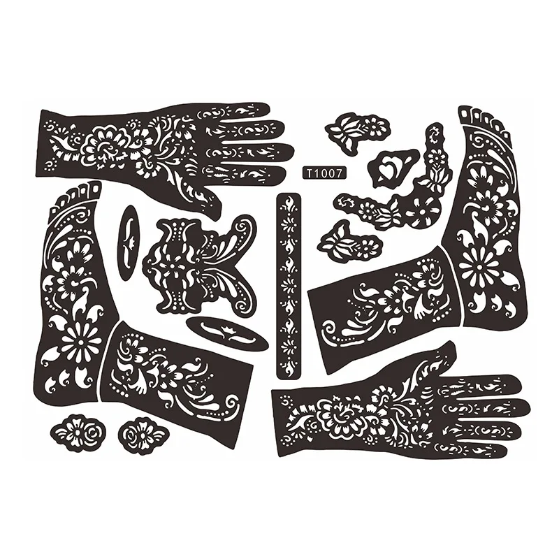 Индийская хна роза кружева цветок татуировка трафарет женщины DIY тело Ноги руки