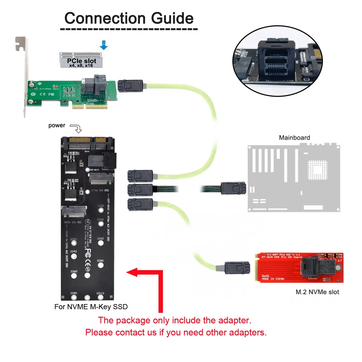 ChenYang CY 22Pin SATA Adapter SFF-8643 to M.2 U2 Kit NGFF M-Key Slimline SAS NVME PCIe SSD for Mainboard | Компьютеры и офис