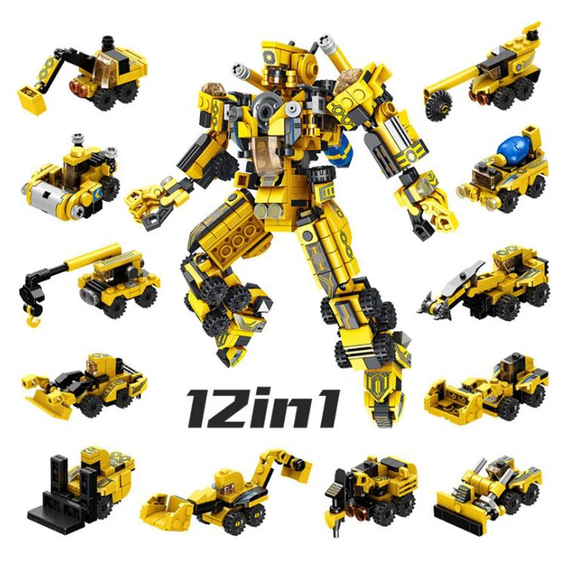 576pcs City 12In1 Creative Engineering Deformation Robot Building Blocks Educational Transformation Brick Toys For Children Gift | Игрушки и