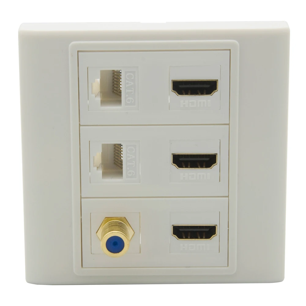 

EU 86 Style 3 порта s HDMI V2.0 2 порта s CAT6 RJ45 1 порт коаксиальный F RG6 TV розетка к розетке