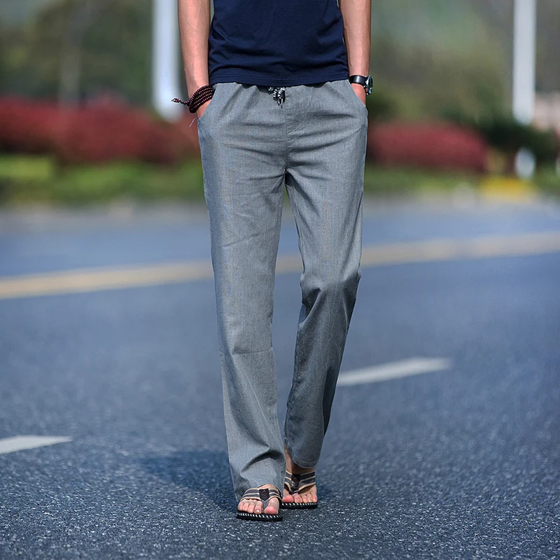 Брюки Гольф мужские прямые удобные дышащие штаны из натурального льна тонкие