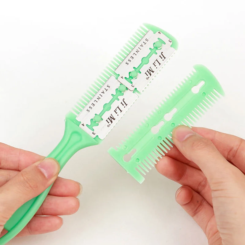 

2PCS Hair Cut Styling Barber Scissor Razor Magic Blade Comb Hairdressing Tool Double-Sided Knife Hair Scissors 7 Colors