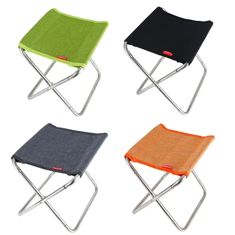 

New Stainless Steel Spring Folding Chair Outdoor Fishing Camping Hiking Foldable Stool Wear-resistant Lightweight Folding Chair