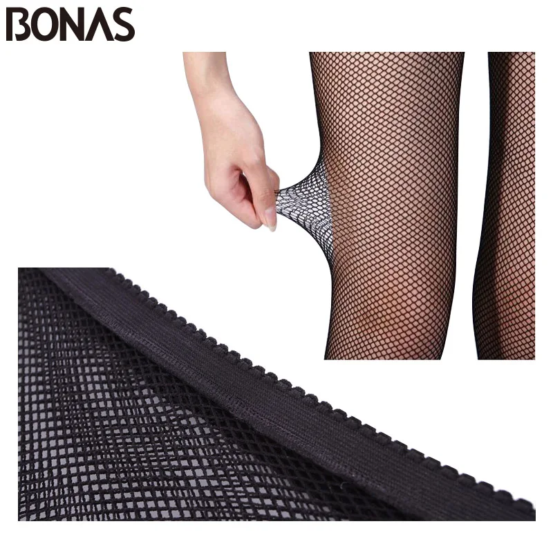 Женские ажурные колготки BONAS Клубные сетчатые из сетки с открытым шаговым швом