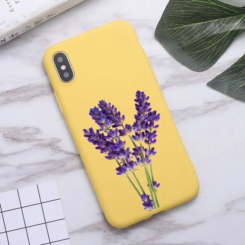 

Simple Lavender Purple Flowers Phone Case Candy Color for iPhone 6 7 8 11 12 s mini pro X XS XR MAX Plus