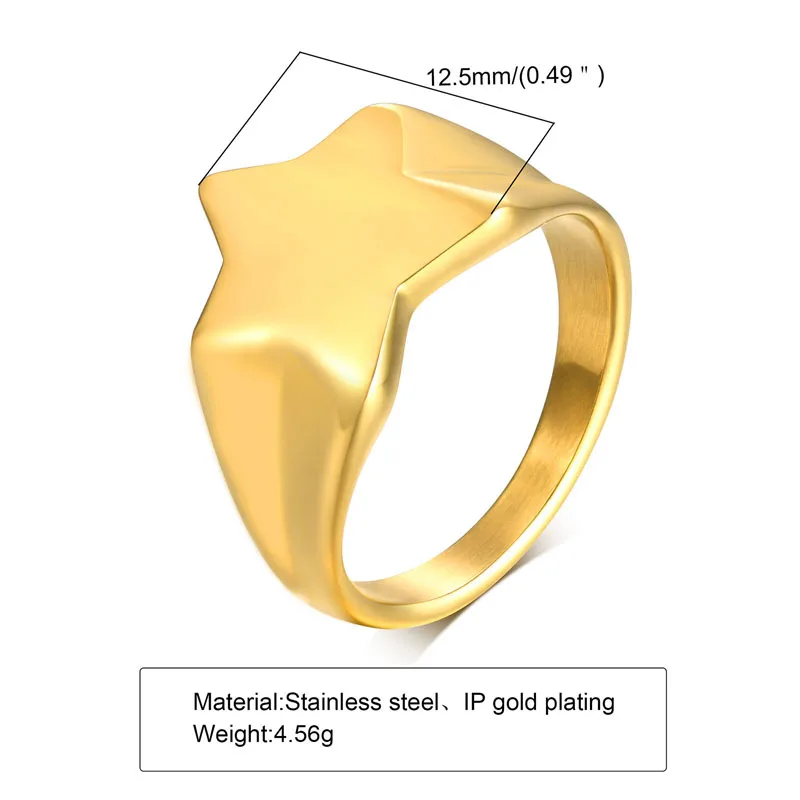 Женское кольцо с пятиконечной звездой из нержавеющей стали 316L Индивидуальные