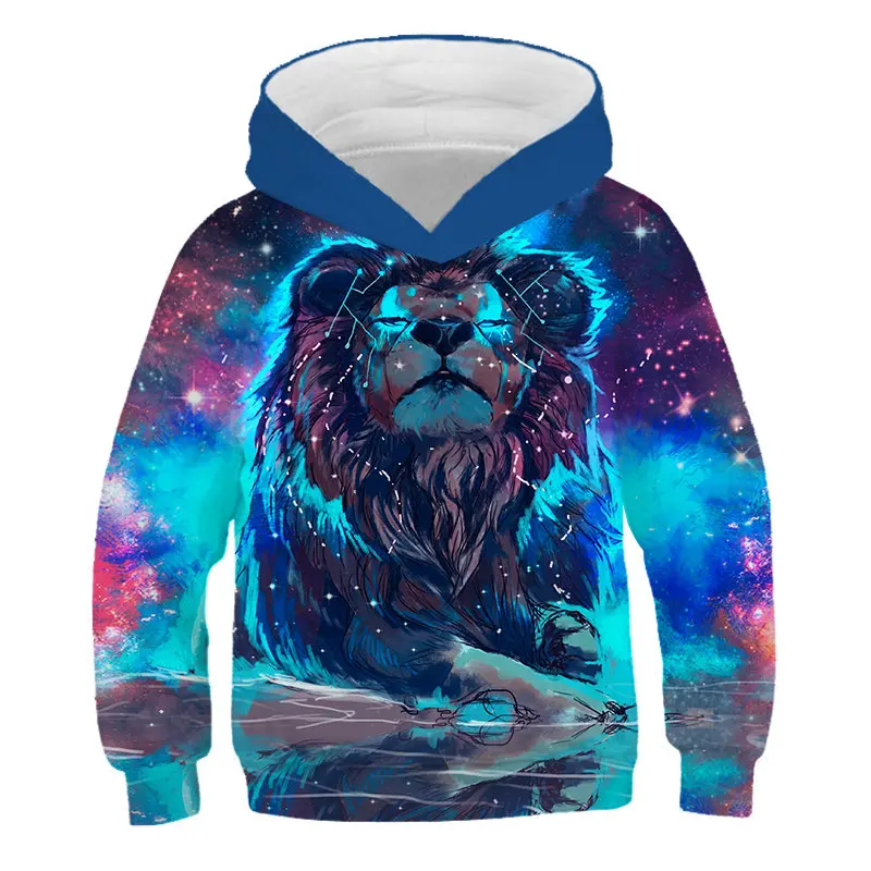 

2020 Autumn Baby Boys Girls Lion Hoodies Clothes Children Polyester Sweatshirt Kids Casual Tiger Sportswear Print 3D Clothing