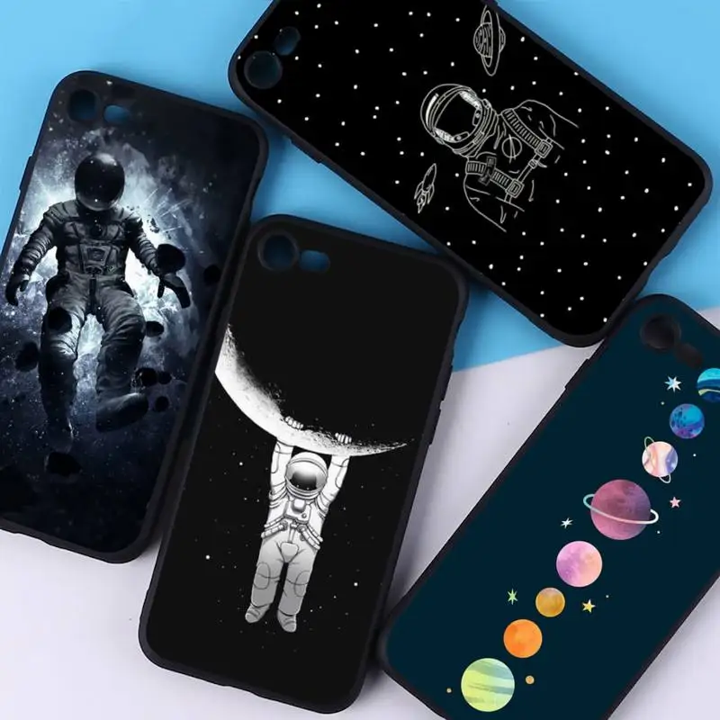 

YNDFCNB Space Airship Astronaut Phone Case for iphone 13 11 12 pro XS MAX 8 7 6 6S Plus X 5S SE 2020 XR cover