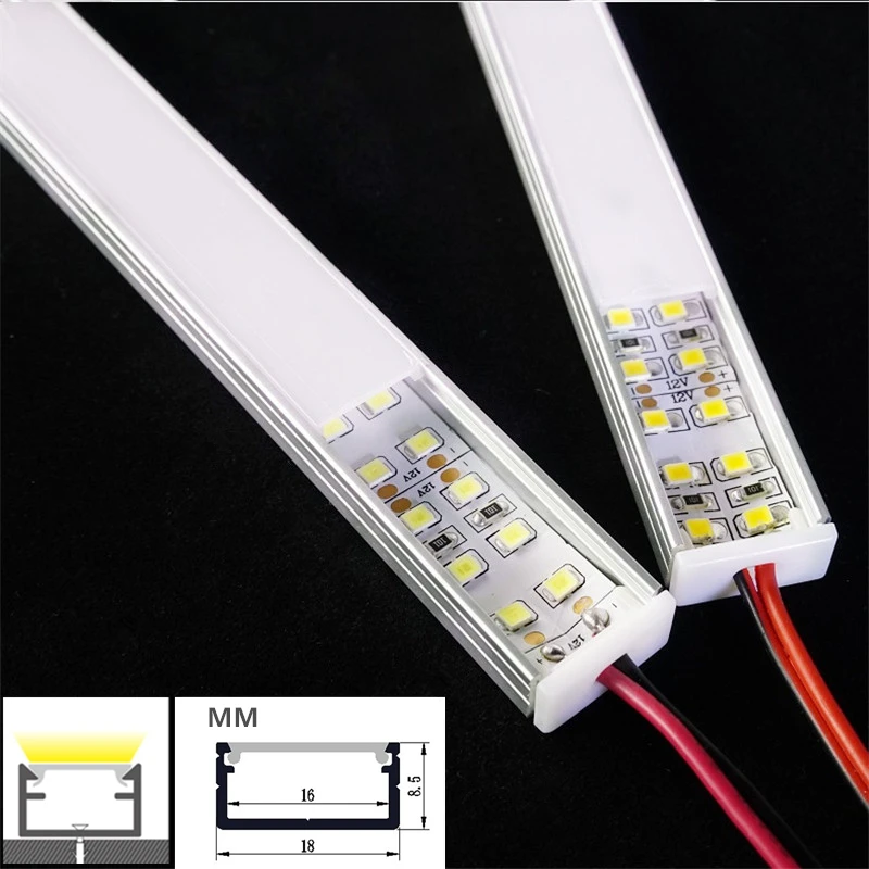 

12VDC 50CM 20INCH Led Strip light,U Profile 2835 10W Double Row Tape Line Lamp,Book Cabinet Cupboard Rigid Linear Connective Bar