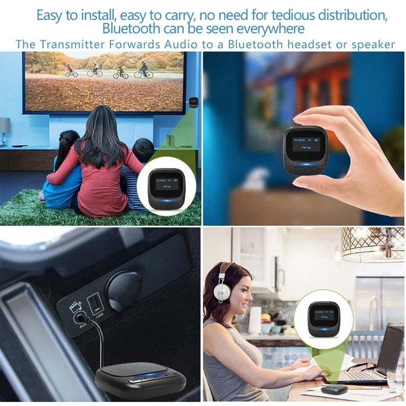

Bluetooth Audio Wireless Adapter, OLED Bluetooth Audio Receiver Transmitter 2 in 1 CSR5.0 Car Home Wireless Adapter