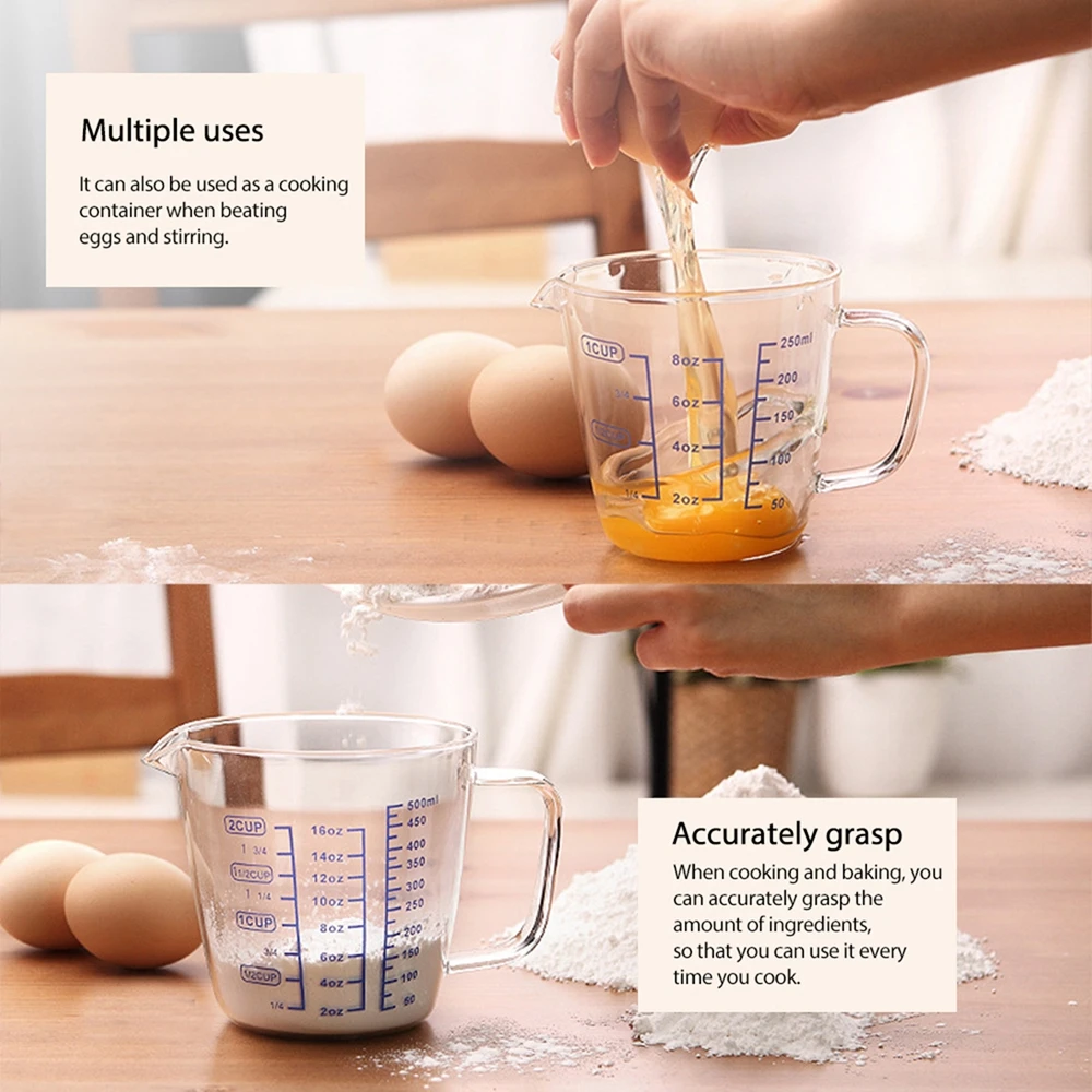 

Borosilicate Glass Measuring Cup Clear Scale Transparent Mug Espresso Coffee Juice Single-mouthed Drinkware Cup 250/500ml