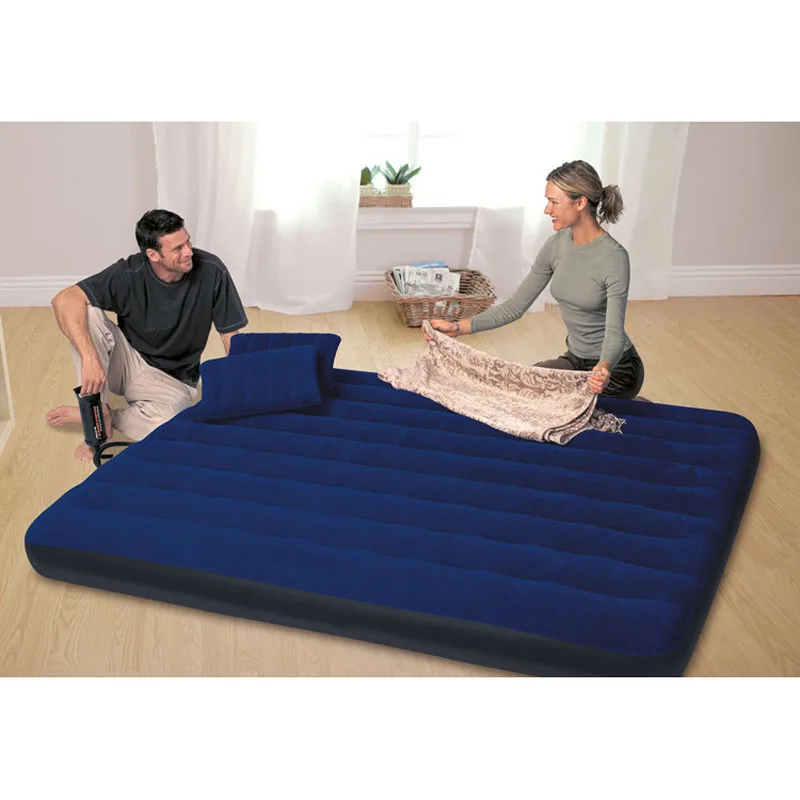 

68765 152*203*22CM The New And Flocked Stripe Inflatable Mat Double Person Air Bed Ultralarge Thickening Air Mattress