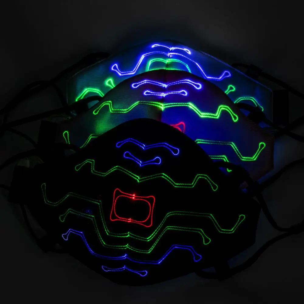 Светодиодная светящаяся маска для лица со звуковым управлением Карнавальная