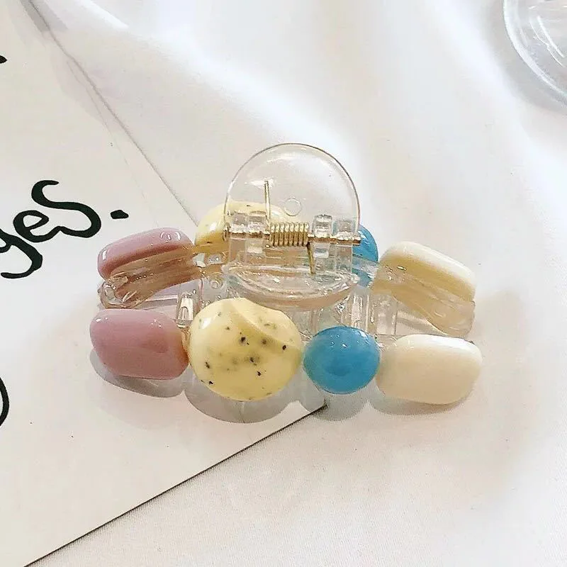 Fashion Acrylic Hairpins Candy Color Hair Clip Shiny Crab Colorful Hair Claws for Women Girl Hair Clamp Hair Accessories