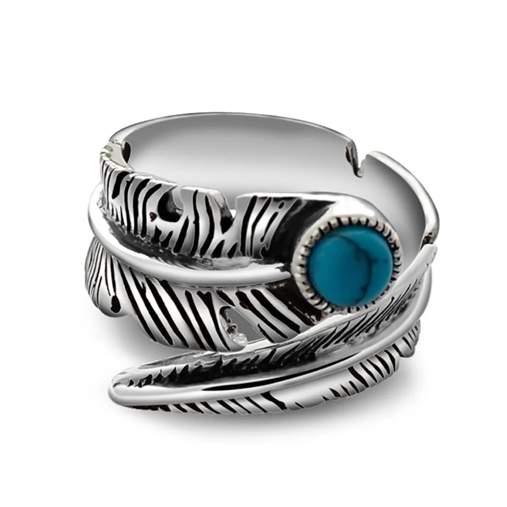 Настоящее серебро 925 пробы кольца для мужчин и женщин винтажное перьевое кольцо с