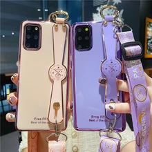 Luxury Crossbody Electroplated Wrist Strap Holder Case for Samsung Galaxy A32 52 72 51 71 42 12 13 21S 50 70 A31 02S A750 M51 31