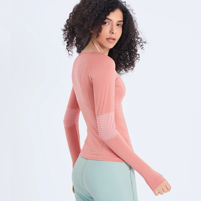 Zhangyunuo женский топ для йоги высокая эластичность сетка спортзала строчка нейлон