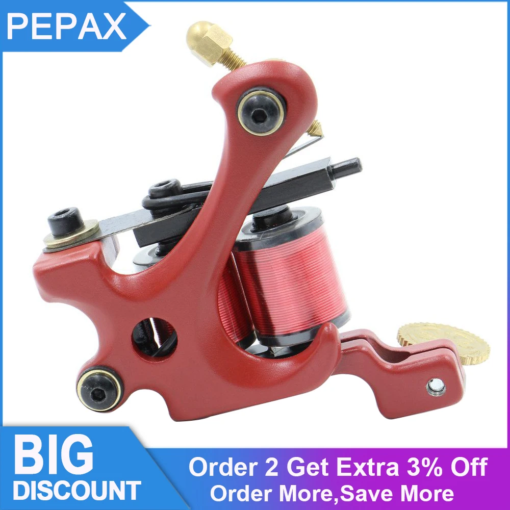 

PEPAX New Cast-iron Dual-coiled Coils Tattoo Machine 10 Warp Coils Handmade Tattoo Gun Professional Tattoo Machine Liner Shader
