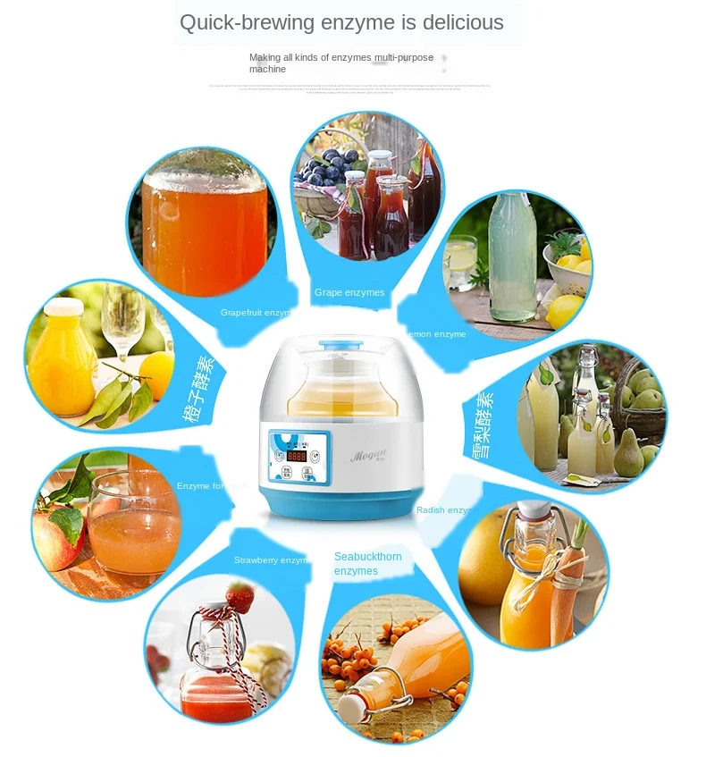 

Electric Yogurt Maker Multifunction Natto Leben Fermenter Automatic Rice Wine Fruit Enzyme Machine Yoghurt Glass 220V2L