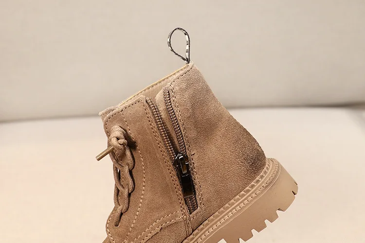 2019 г. Осень-зима Детские ботильоны модные ботинки для девочек с круглым носком