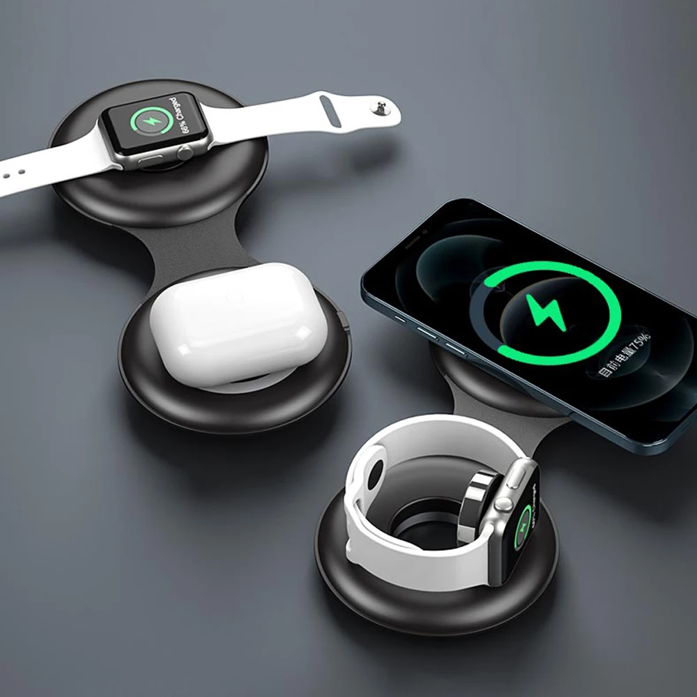 

2023 Wireless Charger For Iphone 3 In 1 For Android Wireless Chargers for Apple Watch Airpods Pro Fast Charger Stand Fold